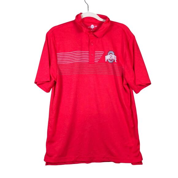 Ohio State Mens Shirt Red Short Sleeve Collared Polo 100% Polyester Medium - Picture 1 of 12